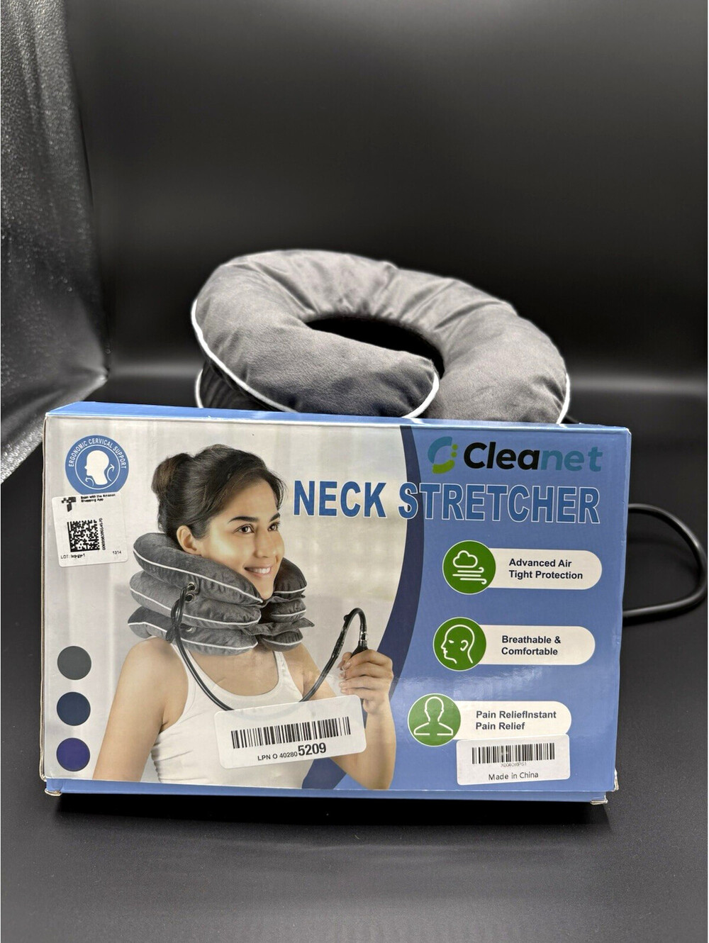 Cleanet Inflatable Neck Stretcher Traction Collar Gray MPN 5209